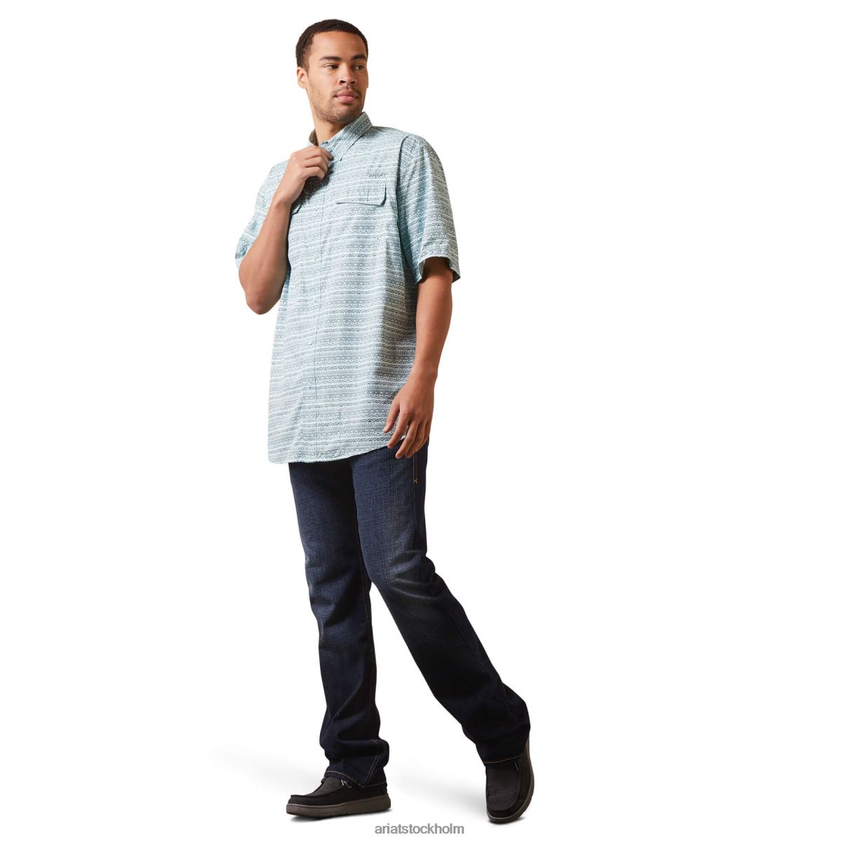 blast Ariat venttek outbound skjorta med klassisk passform rättvist aqua män F04841250