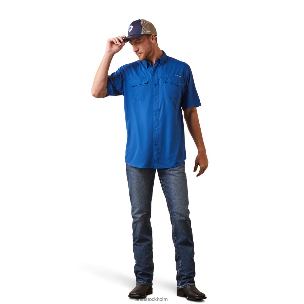 blast Ariat venttek outbound skjorta med klassisk passform riktigt blå män F04841116
