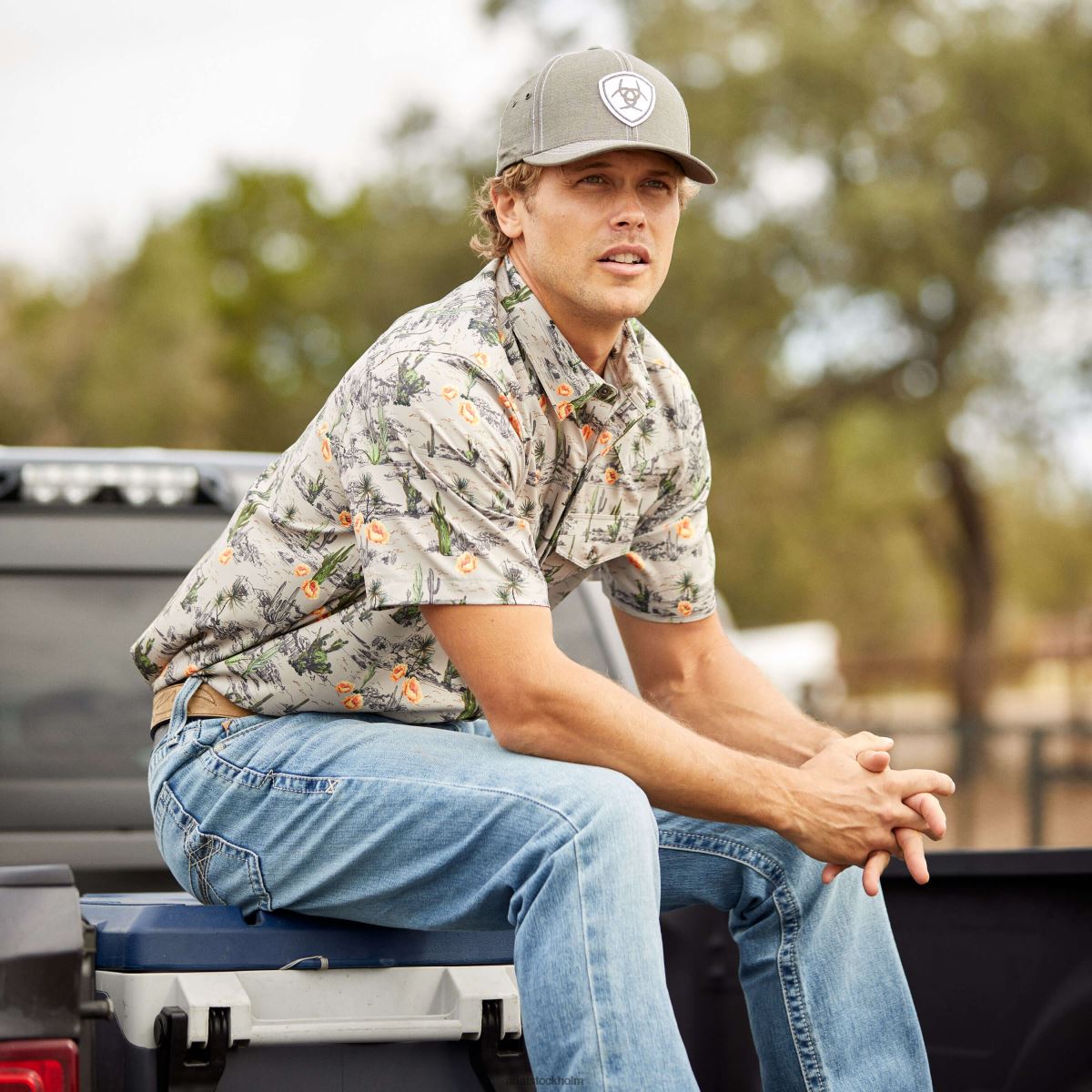 blast Ariat venttek västern skjorta duva öken scape män F04841143