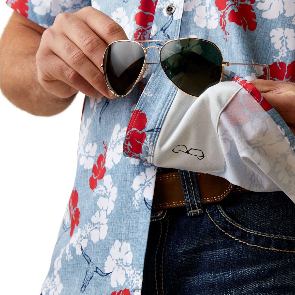 blast Ariat venttek western aloha passform skjorta chambray blå män F04841339