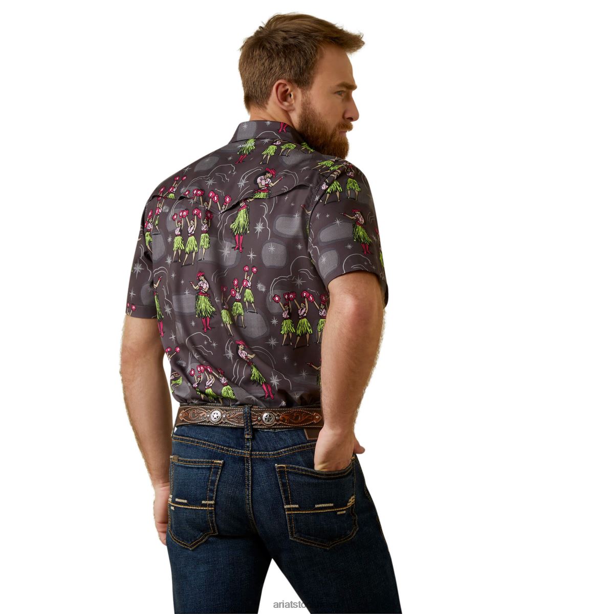 blast Ariat venttek western aloha passform skjorta kolgrå män F04841366