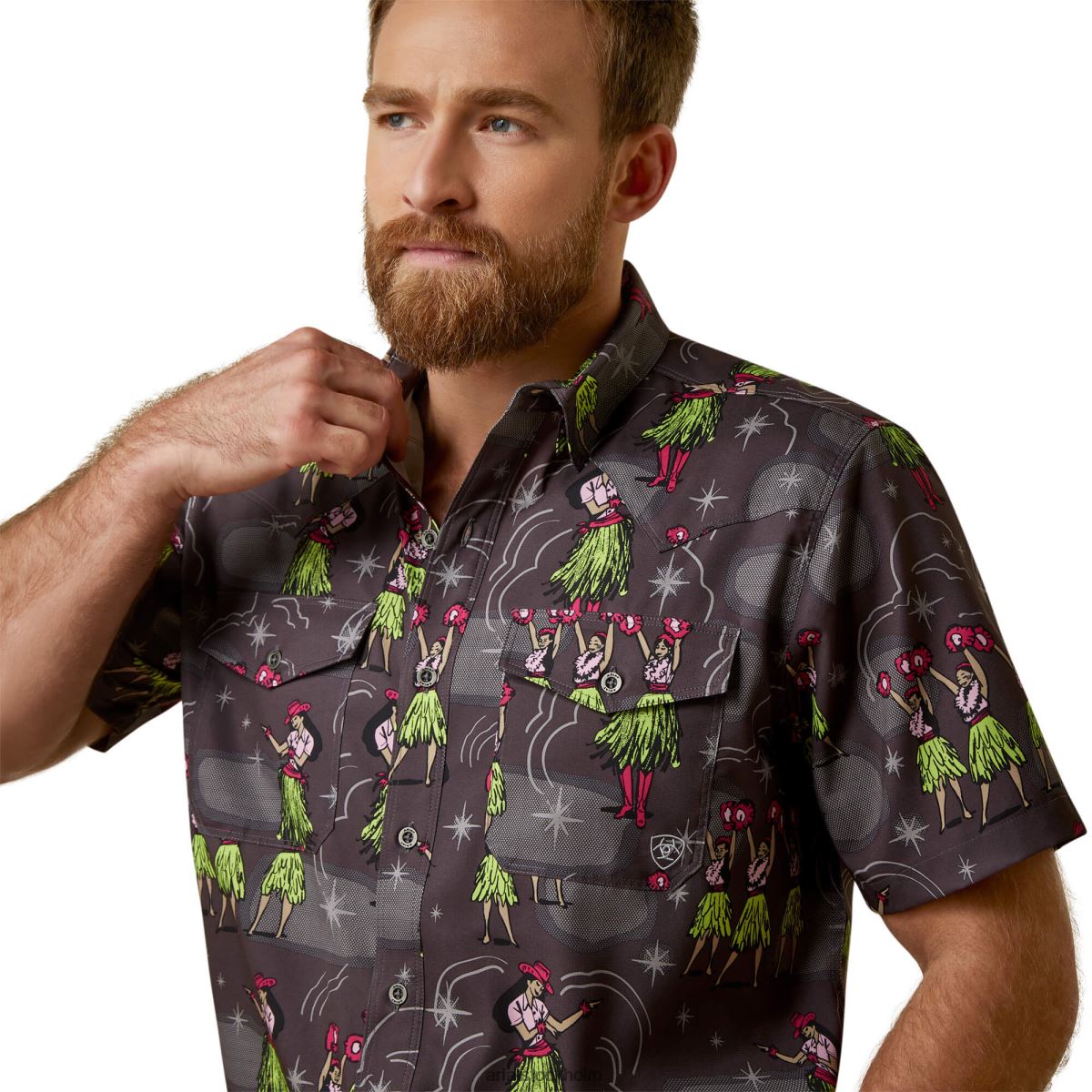 blast Ariat venttek western aloha passform skjorta kolgrå män F04841366