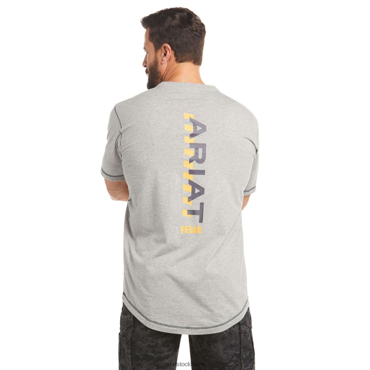 blast Ariat T-shirt med logotyp för armeringsjärn gråmelerad män F0484664