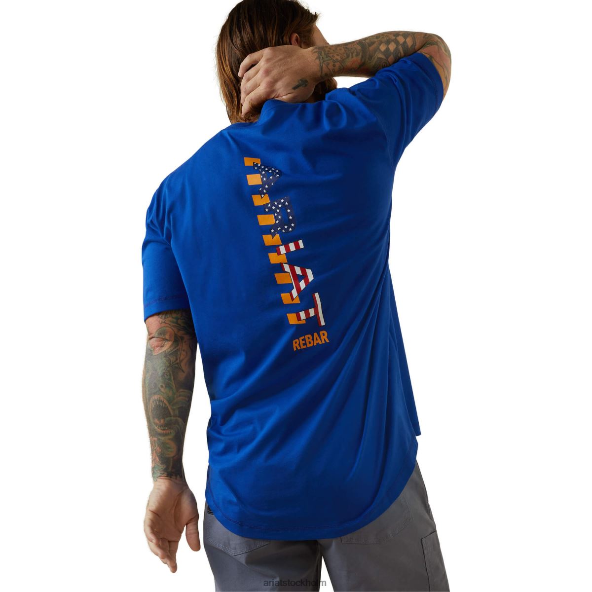 blast Ariat T-shirt med logotyp för armeringsjärn kungligt blått /usa män F0484602