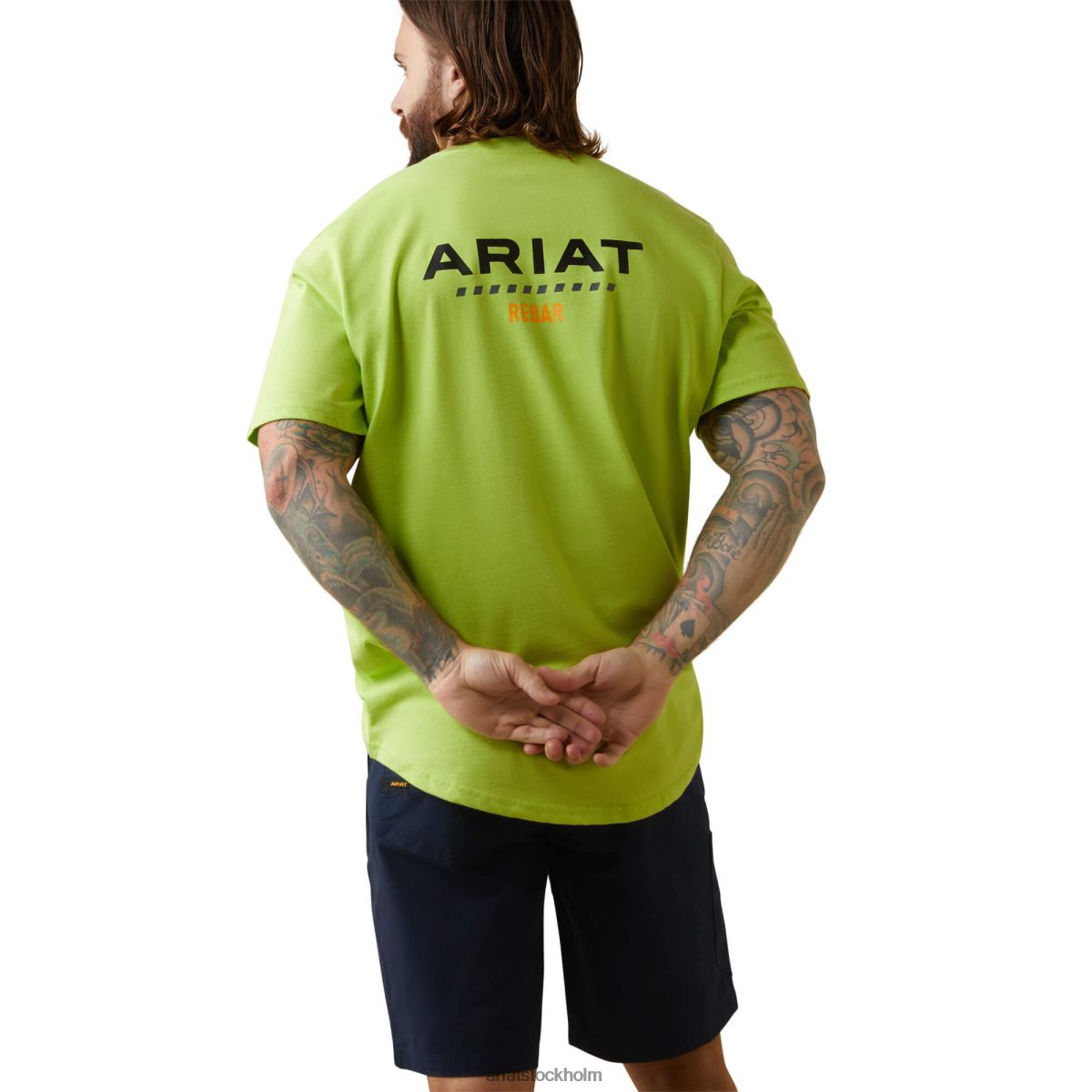blast Ariat T-shirt med stark logotyp i armeringsjärn i bomull lime/svart män F0484698