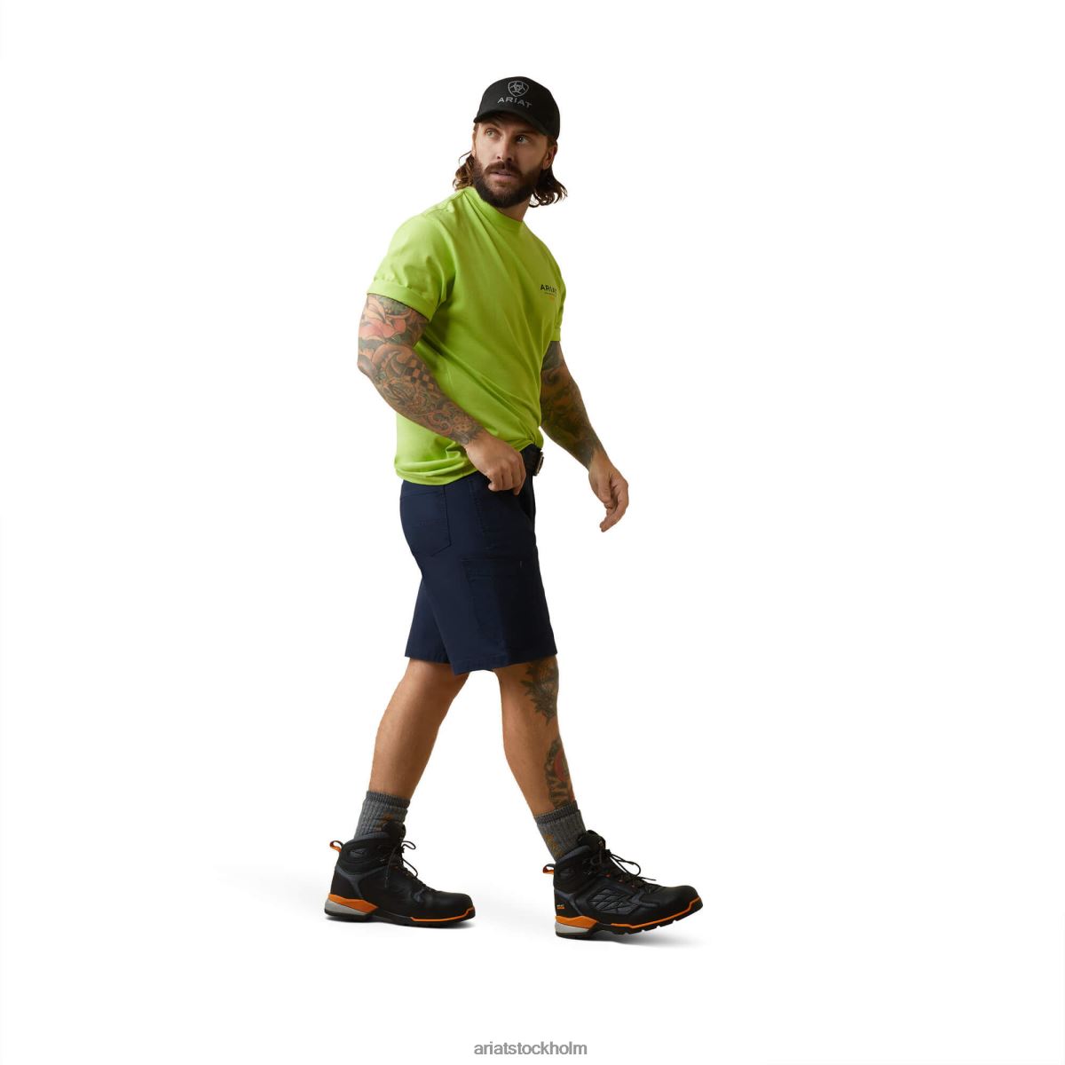 blast Ariat T-shirt med stark logotyp i armeringsjärn i bomull lime/svart män F0484698