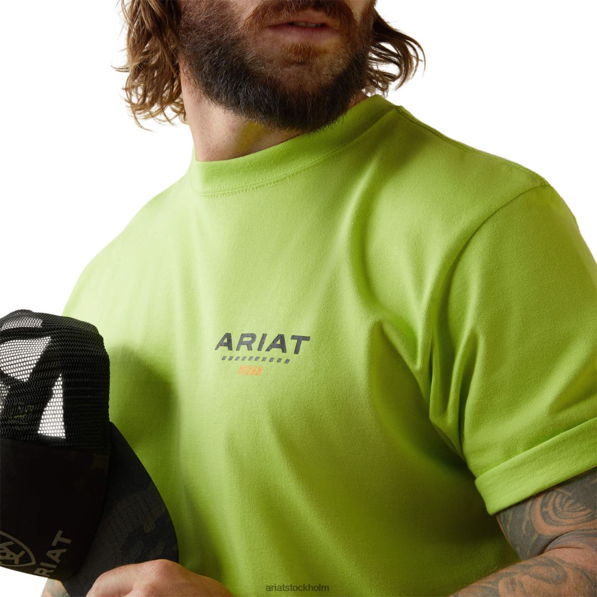 blast Ariat T-shirt med stark logotyp i armeringsjärn i bomull lime/svart män F0484698