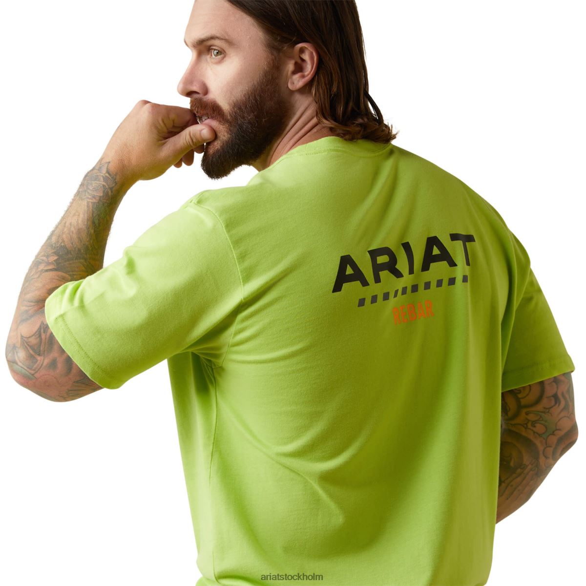 blast Ariat T-shirt med stark logotyp i armeringsjärn i bomull lime/svart män F0484698