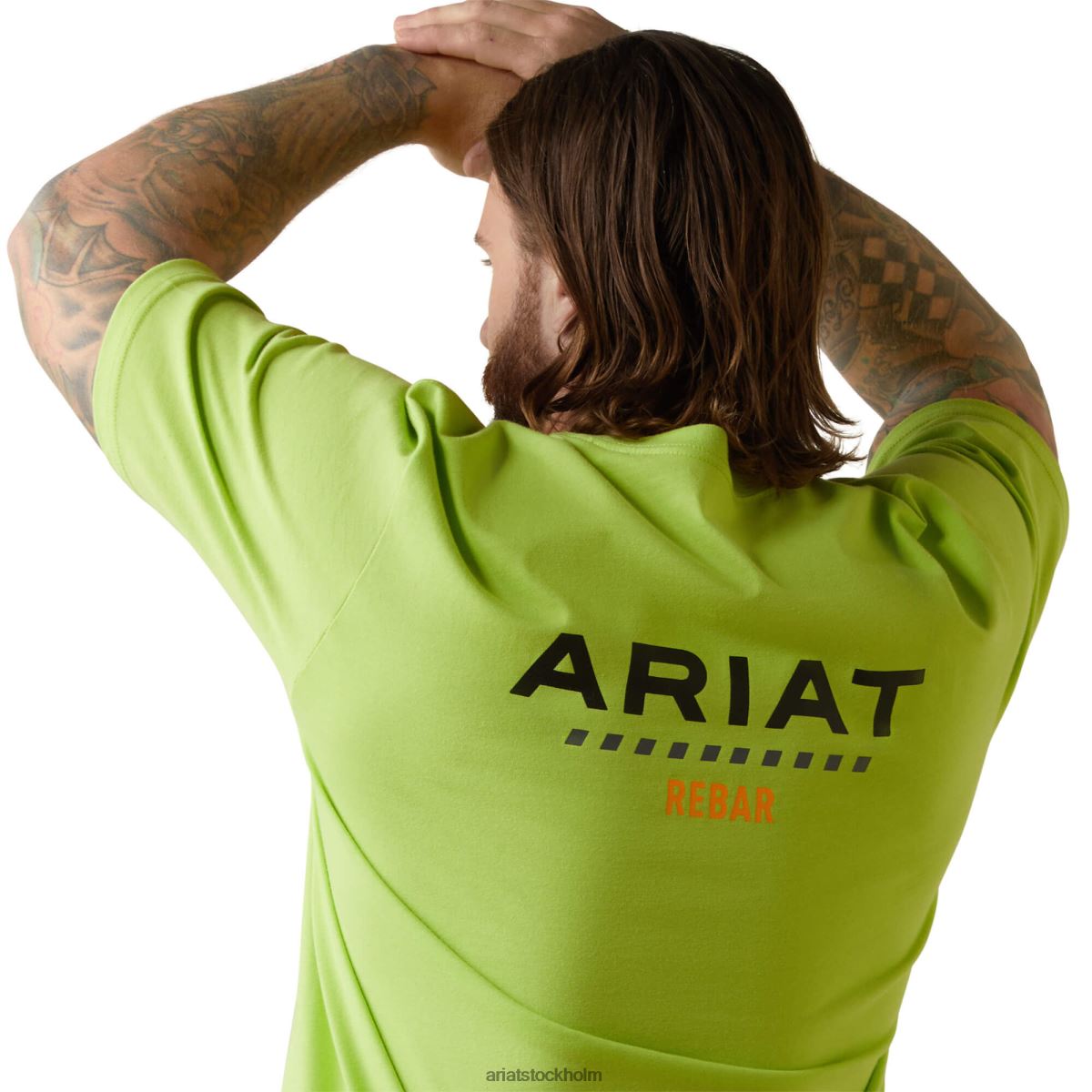 blast Ariat T-shirt med stark logotyp i armeringsjärn i bomull lime/svart män F0484698