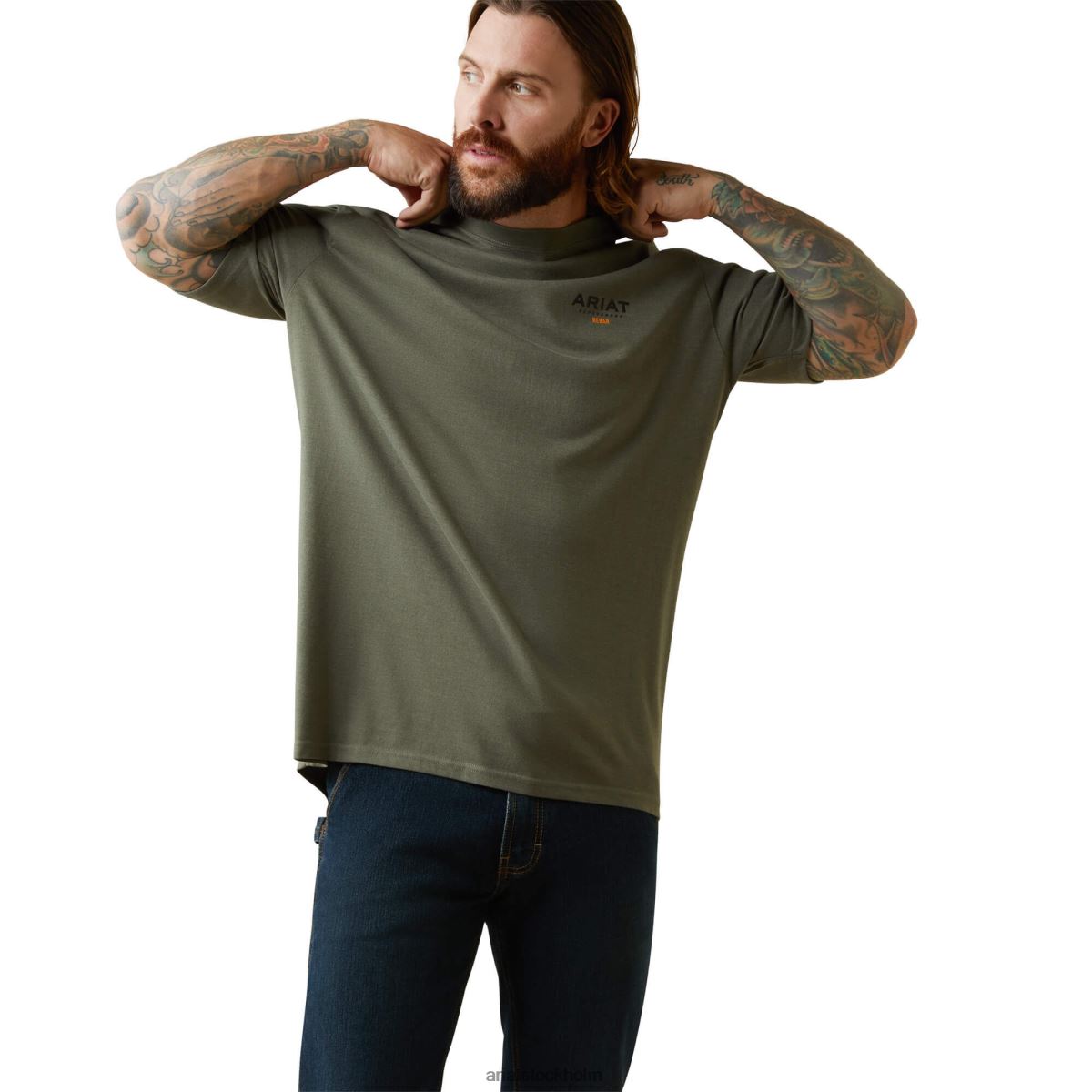 blast Ariat T-shirt med stark logotyp i armeringsjärn i bomull skalbagge ljung män F0484592