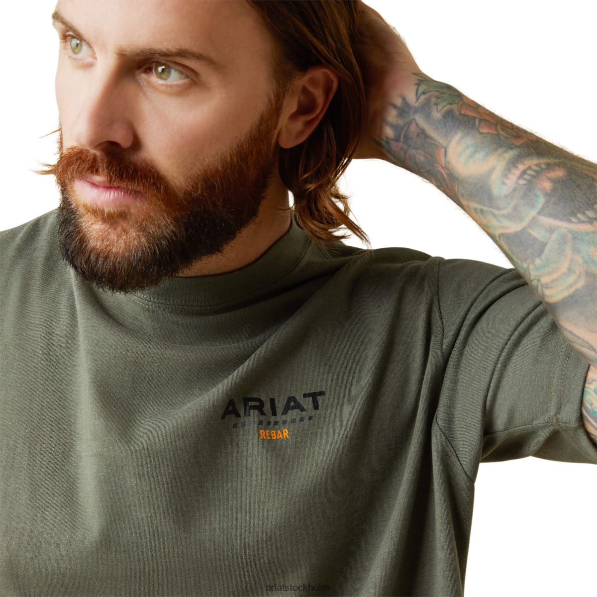 blast Ariat T-shirt med stark logotyp i armeringsjärn i bomull skalbagge ljung män F0484592