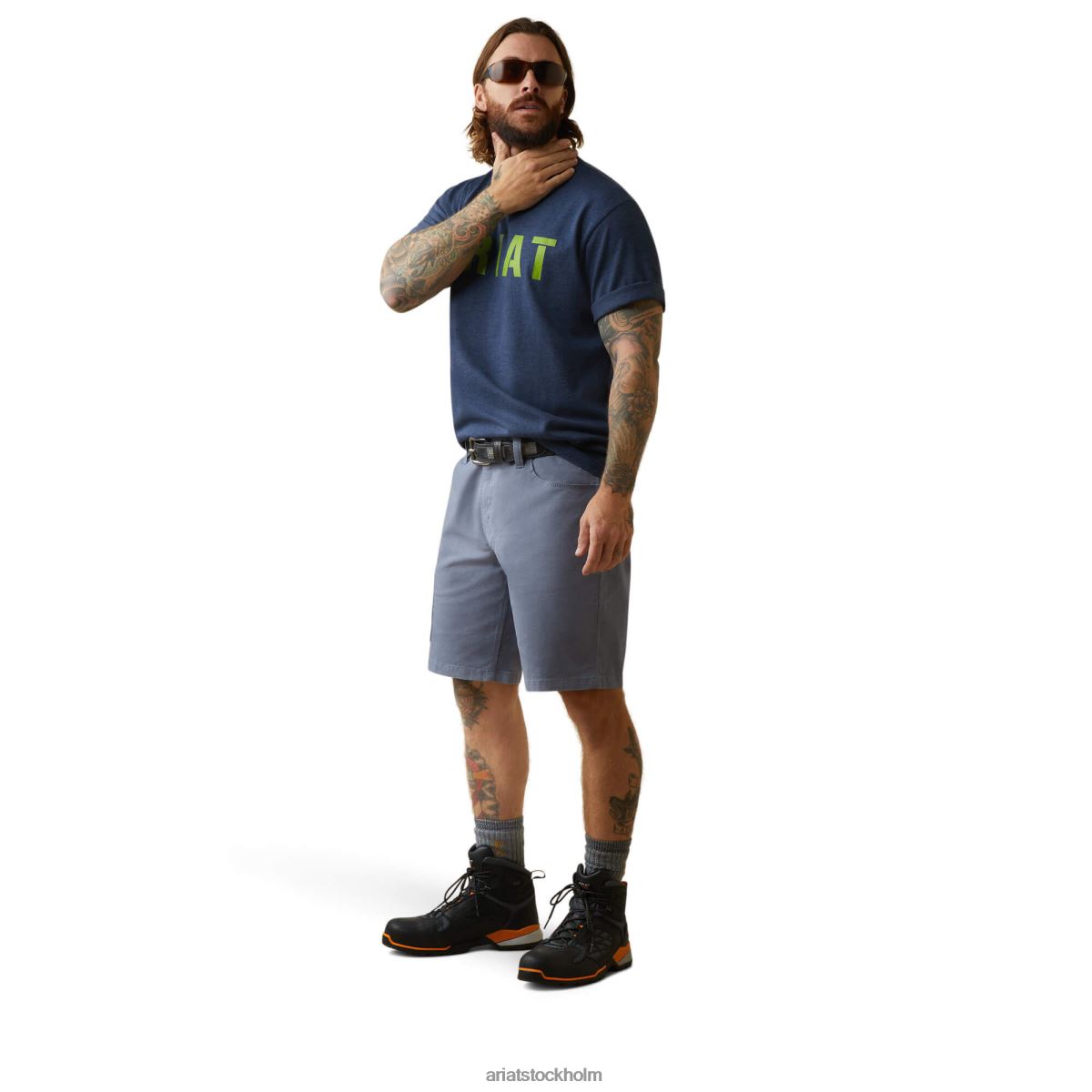 blast Ariat armeringsbomull starkt block marin ljung/lime män F0484643