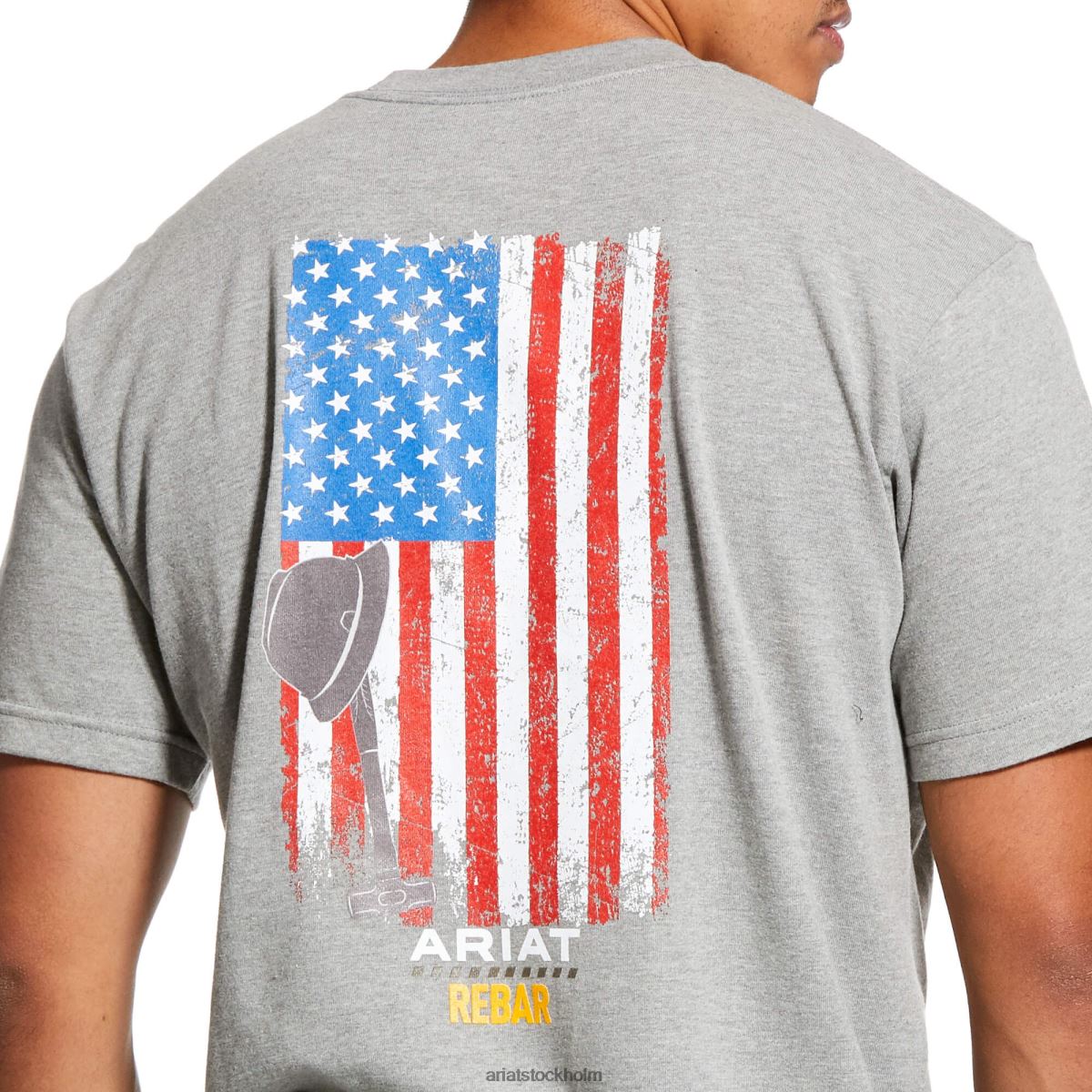 blast Ariat armeringsjärn bomull stark amerikansk grit grafisk t-shirt gråmelerad män F0484759
