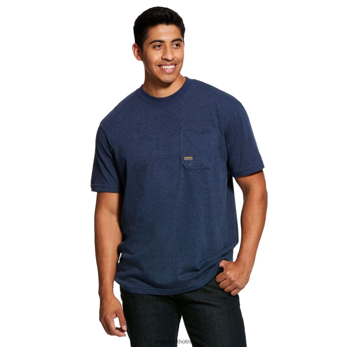 blast Ariat armeringsjärn bomull stark amerikansk grit grafisk t-shirt marin ljung män F0484681