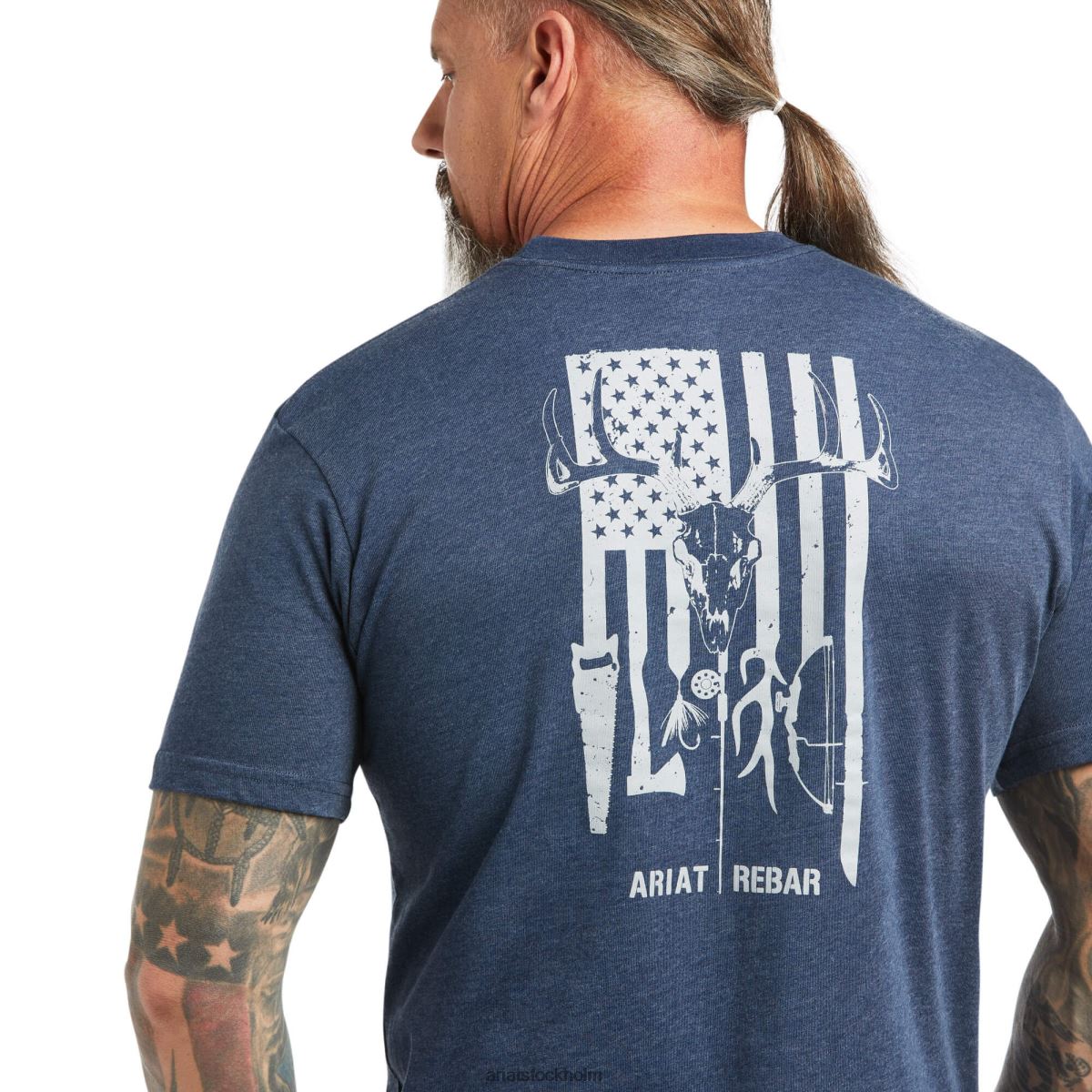 blast Ariat armeringsjärn bomull stark amerikansk utomhus t-shirt marin ljung män F0484631