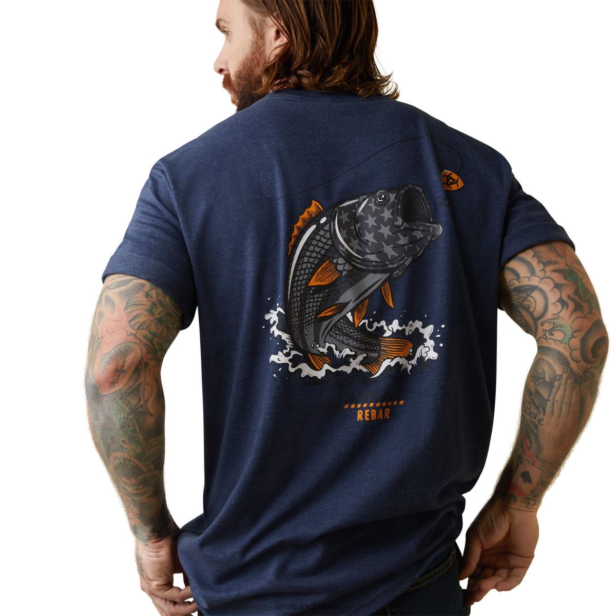 blast Ariat armeringsjärn cottonstrong amerikansk bas t-shirt marin ljung män F0484551