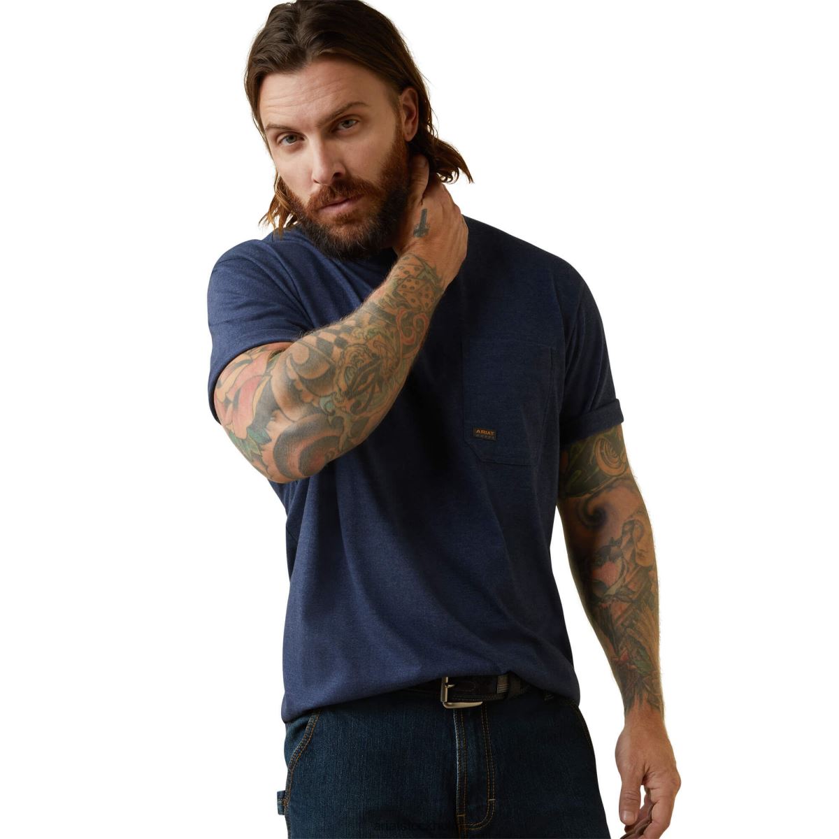 blast Ariat armeringsjärn cottonstrong amerikansk bas t-shirt marin ljung män F0484551