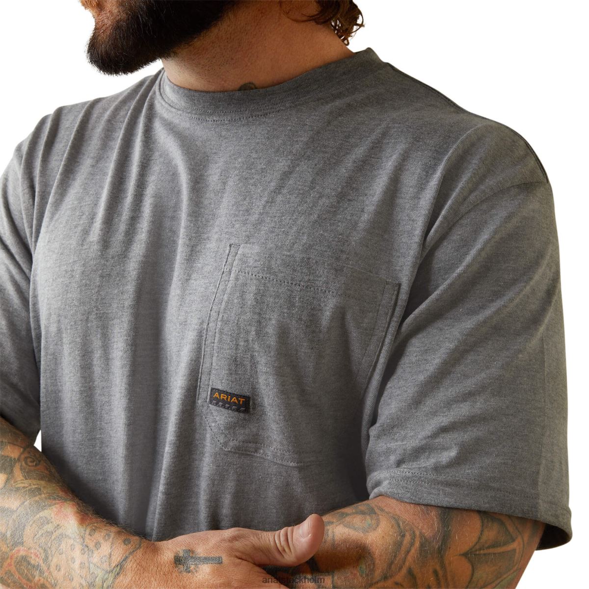 blast Ariat armeringsjärn cottonstrong amerikansk utomhus t-shirt gråmelerad män F0484588