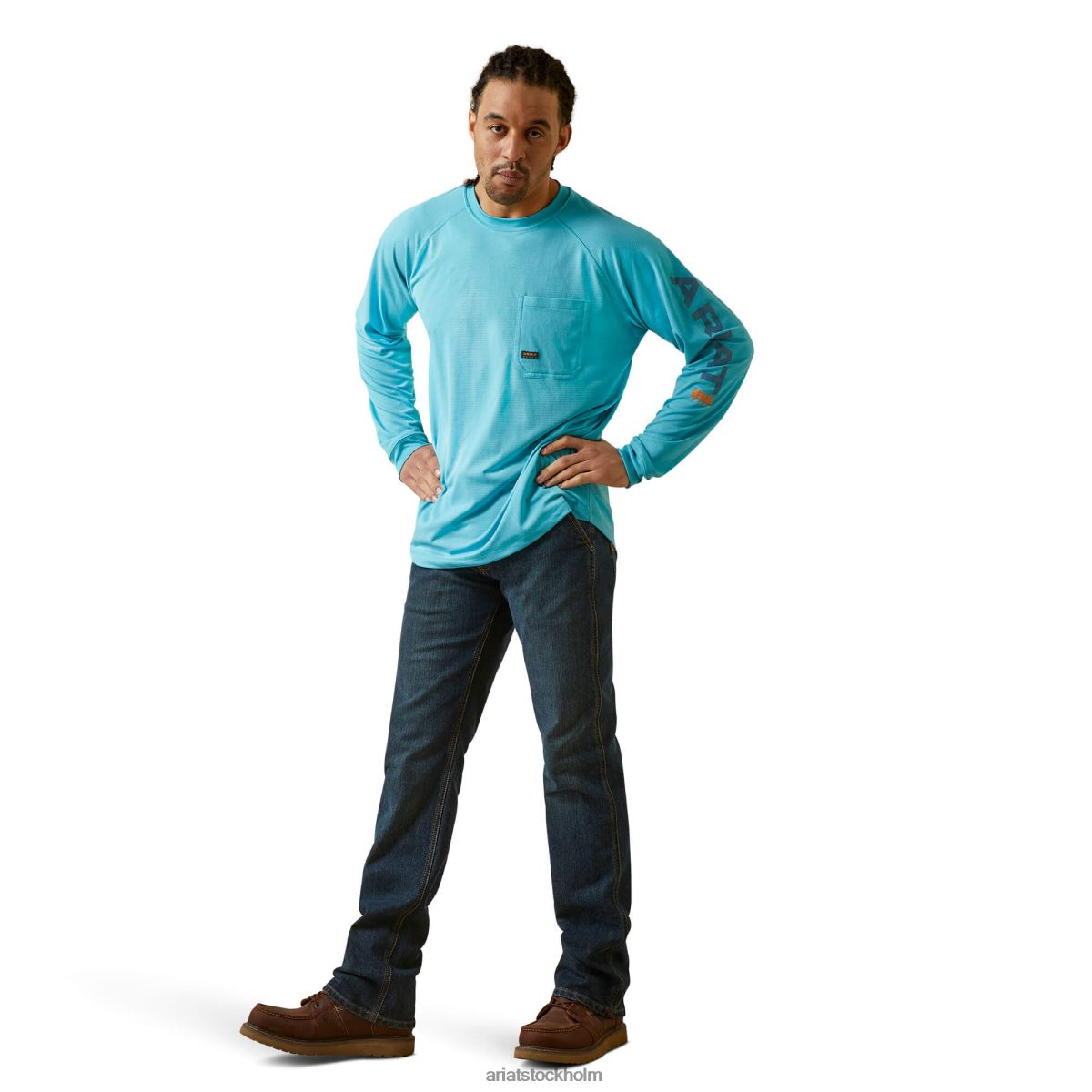blast Ariat armeringsjärn heat fighter t-shirt Maui blå män F0484687