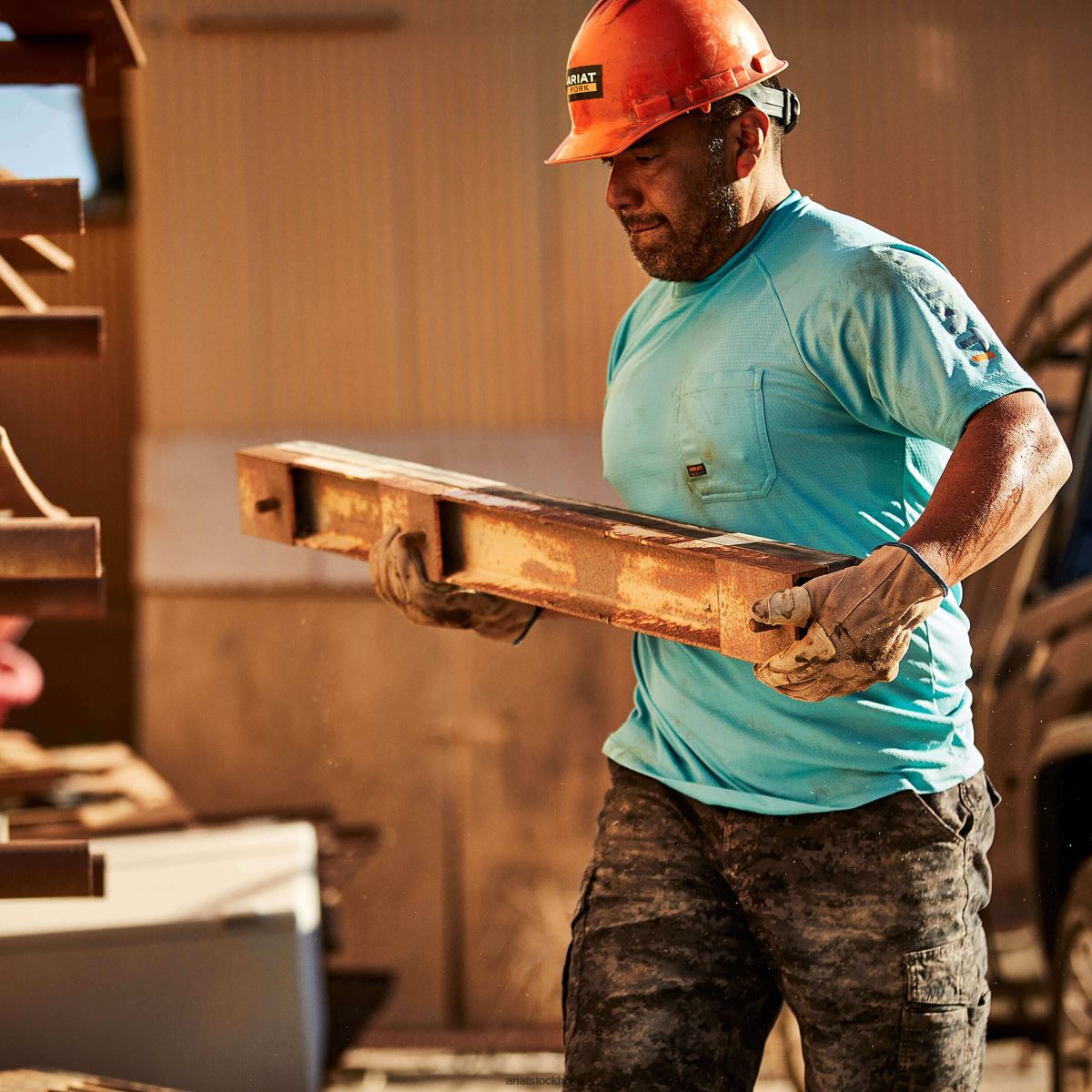 blast Ariat armeringsjärn heat fighter t-shirt Maui blå män F0484744