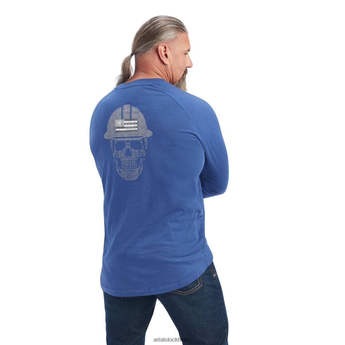 blast Ariat armeringsjärn, stark grafisk t-shirt med grov hals äkta blå/legering män F0484801