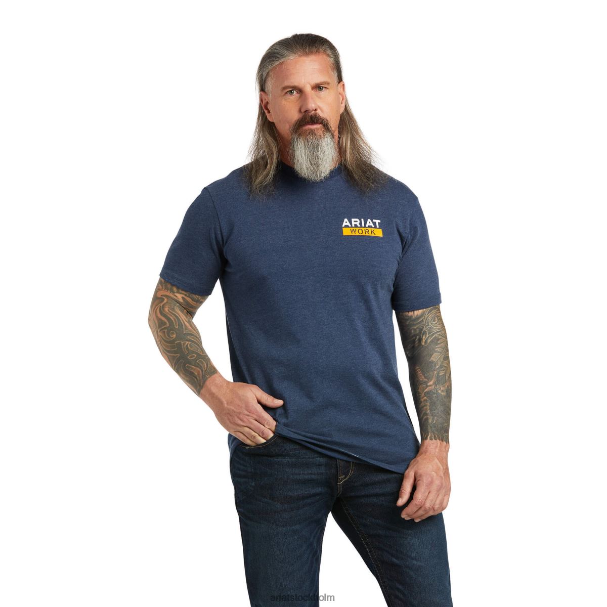 blast Ariat armeringsjärn, stark grafisk t-shirt med grov hals marin ljung/lime män F0484661