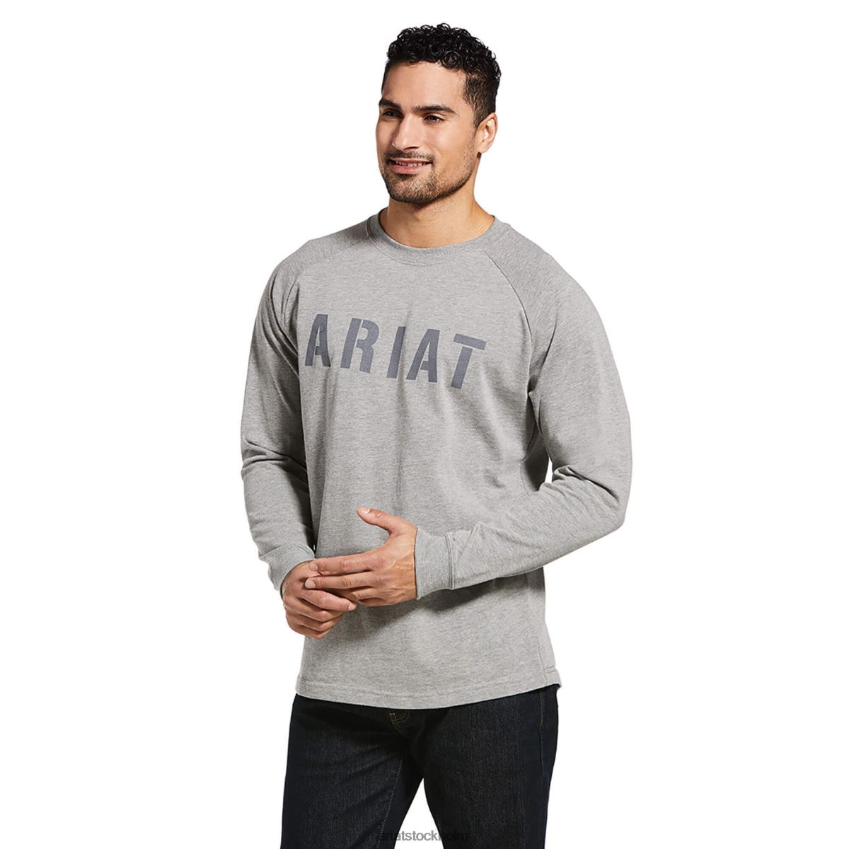 blast Ariat armeringsjärn t-shirt av bomullsstark block gråmelerad män F0484705