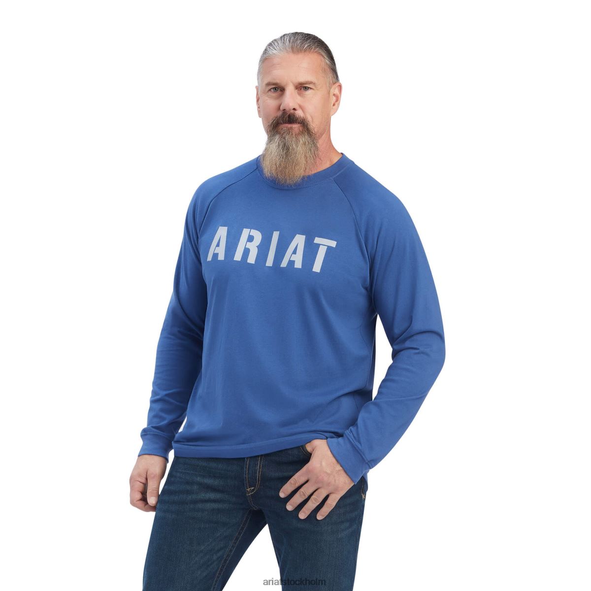 blast Ariat armeringsjärn t-shirt av bomullsstark block metall blå män F0484763