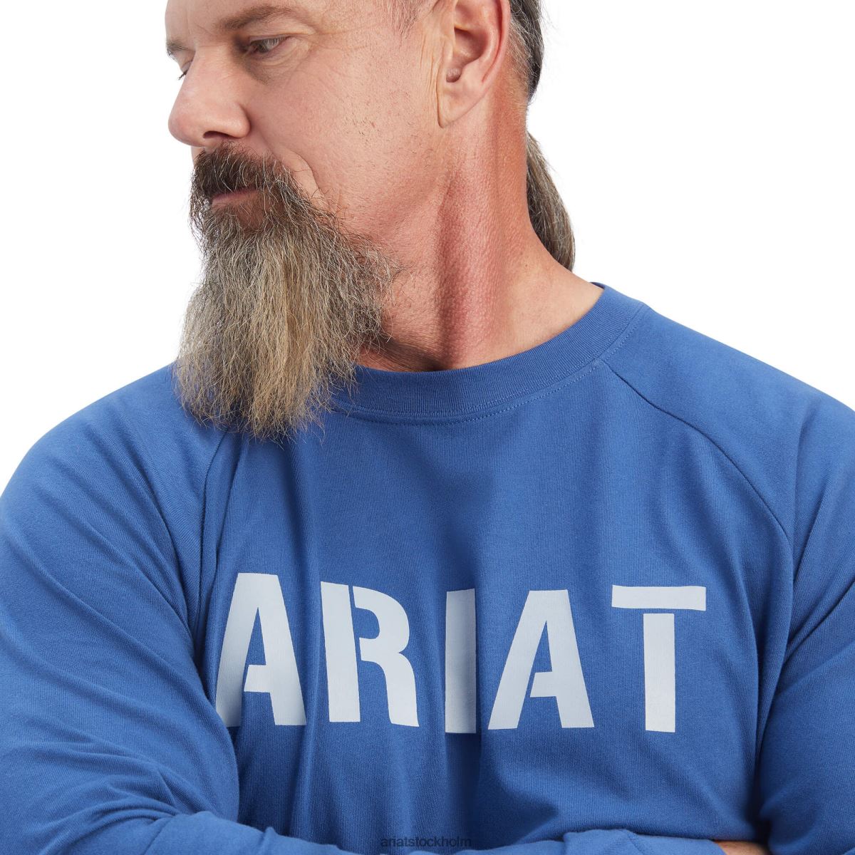 blast Ariat armeringsjärn t-shirt av bomullsstark block metall blå män F0484763
