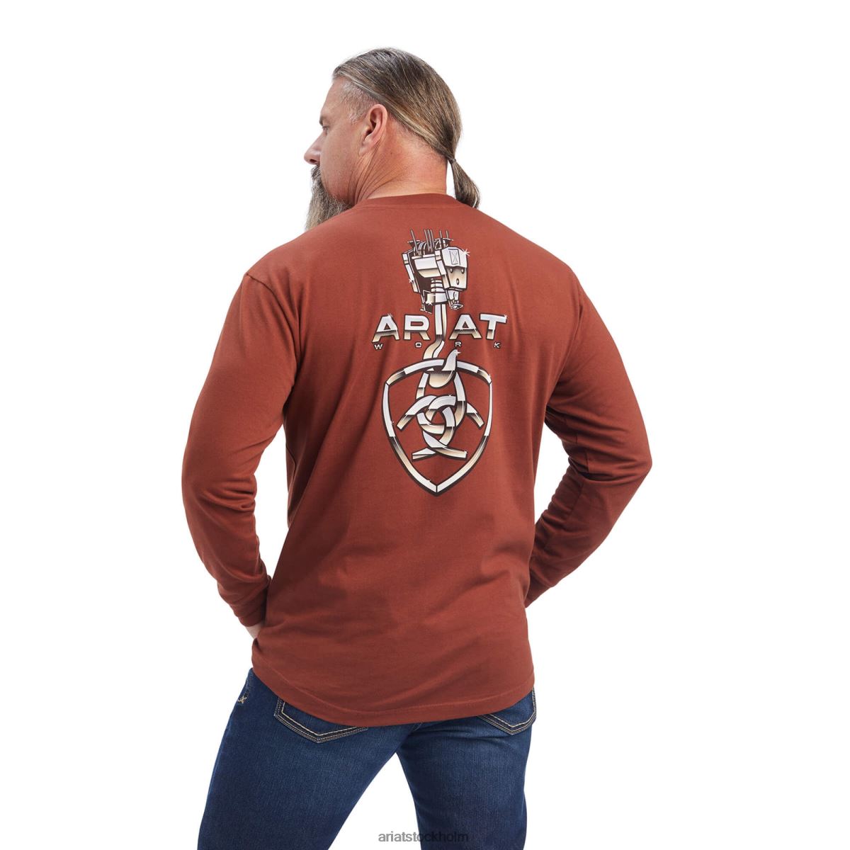 blast Ariat armeringsjärn tunga lyft t-shirt körsbärsmahogny män F0484866