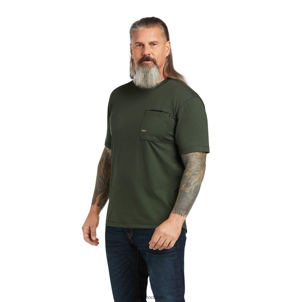 blast Ariat armeringsjärn workman arbetande hund t-shirt djup skog män F0484749
