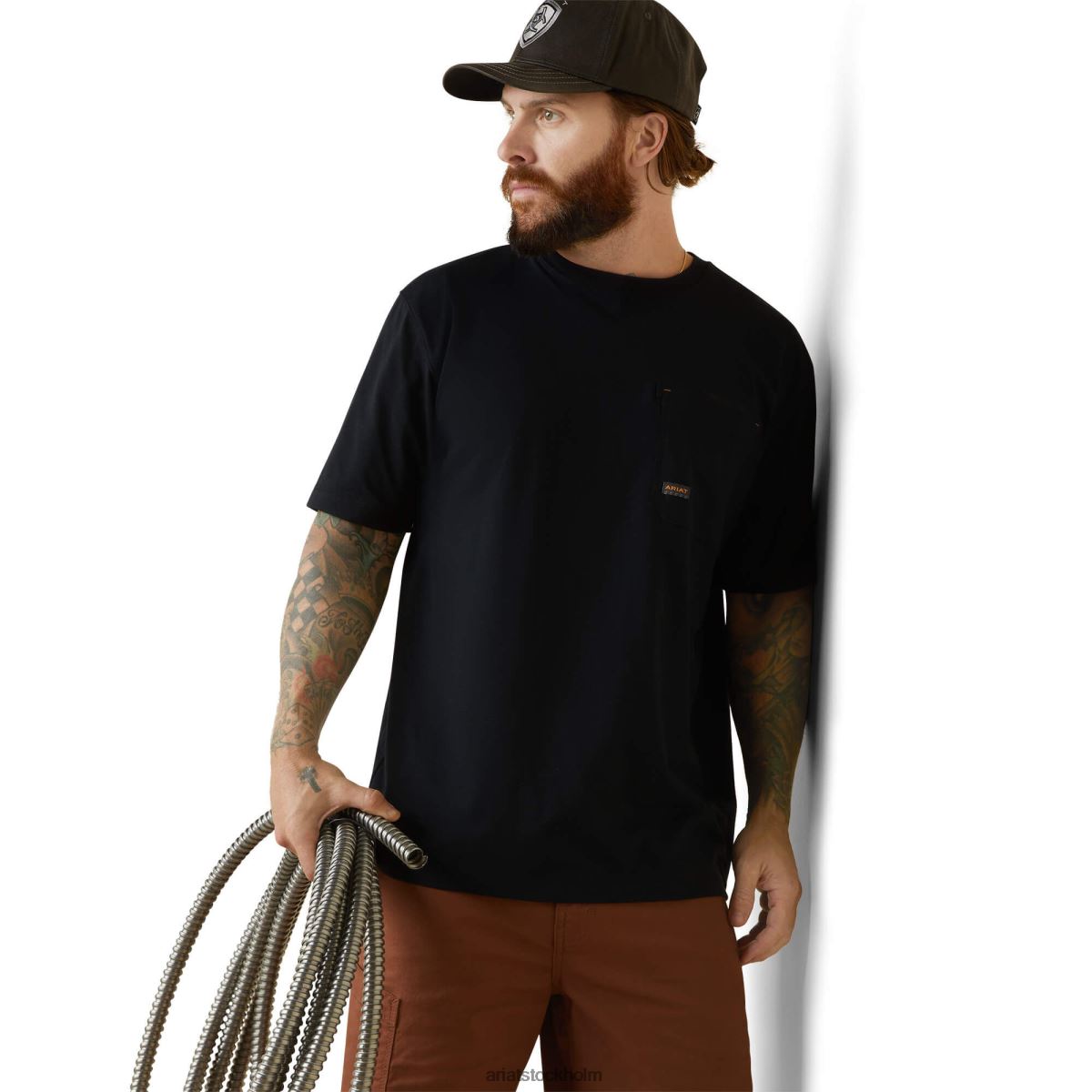 blast Ariat armeringsjärn workman buzz såg grafisk t-shirt svart män F0484600