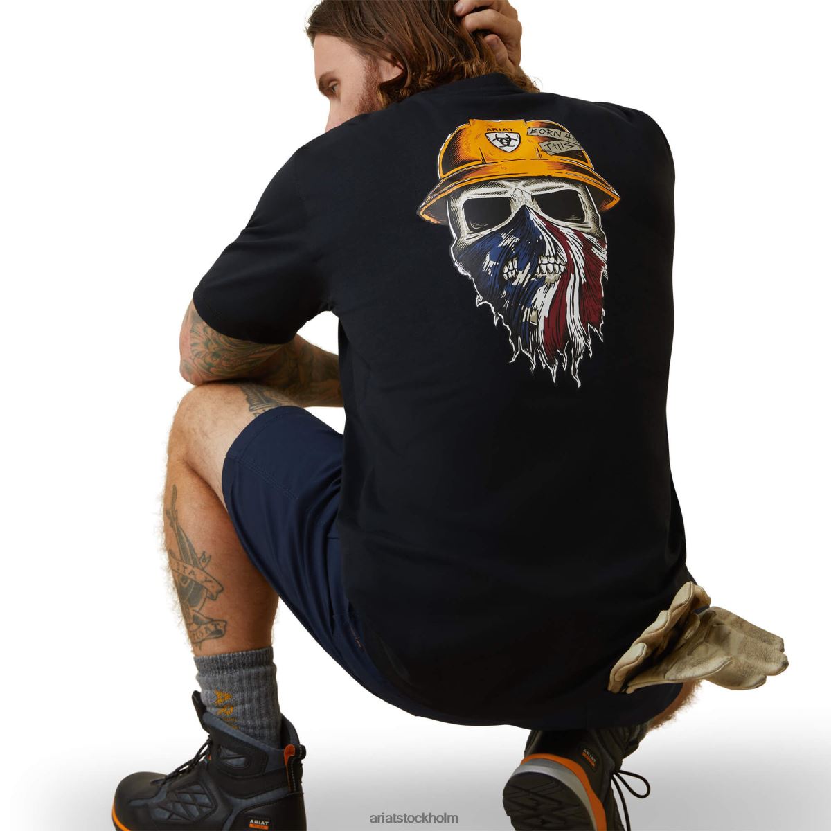 blast Ariat armeringsjärnsarbetare född för denna t-shirt svart män F0484554