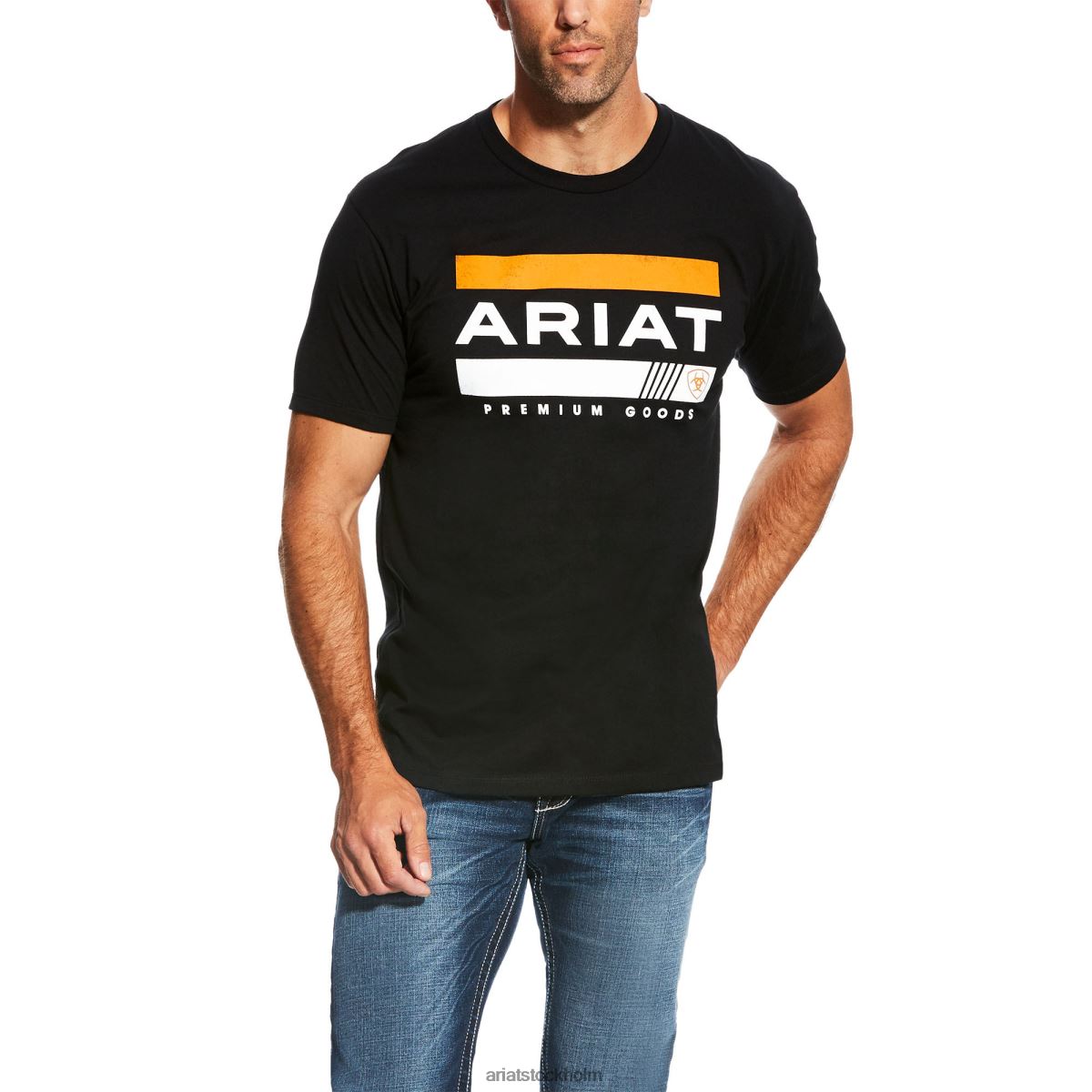 blast Ariat bar randig t-shirt svart män F0484660