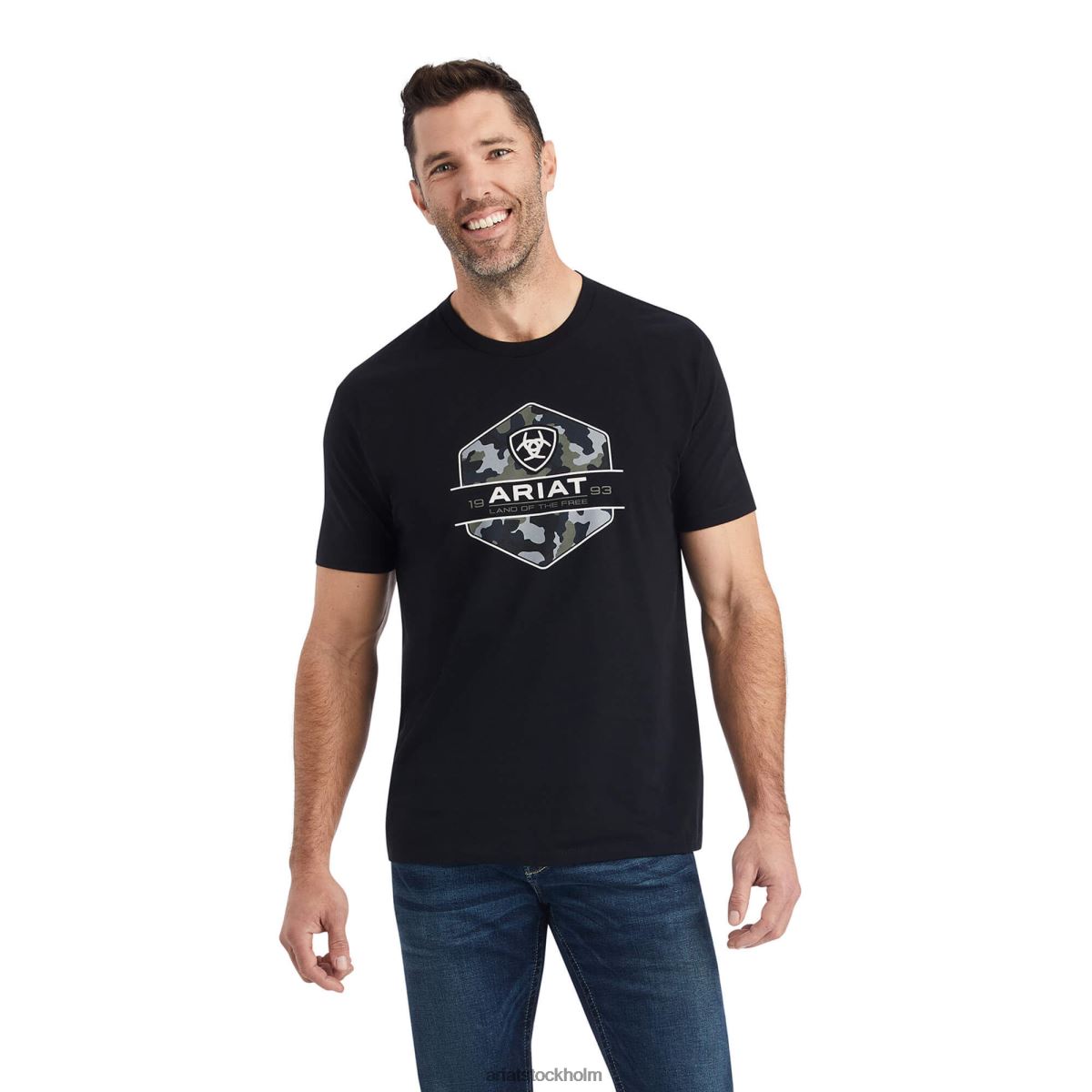 blast Ariat camo badge t-shirt svart män F0484772