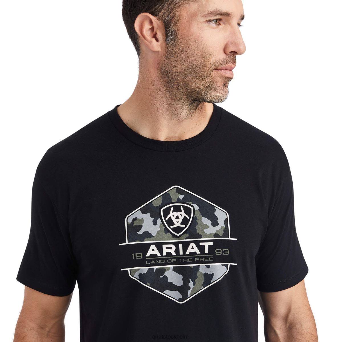 blast Ariat camo badge t-shirt svart män F0484772
