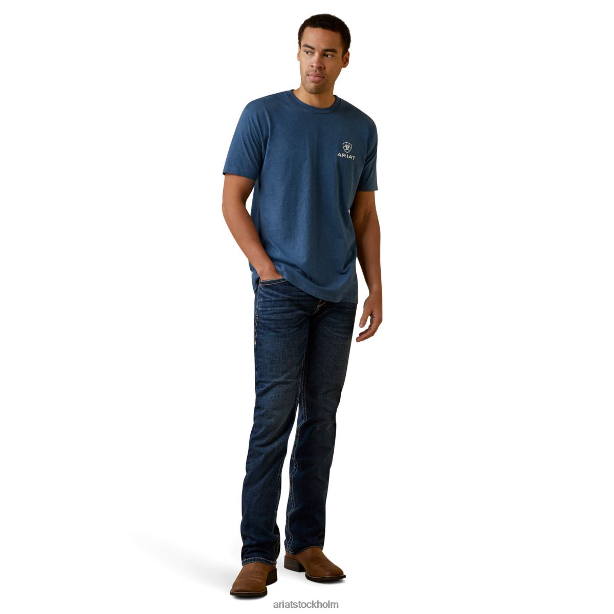 blast Ariat daytona ränder t-shirt sjömansblå ljung män F0484928