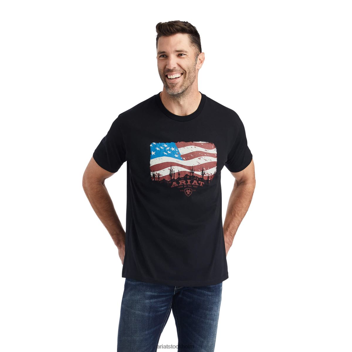 blast Ariat flagscape t-shirt svart män F0484676