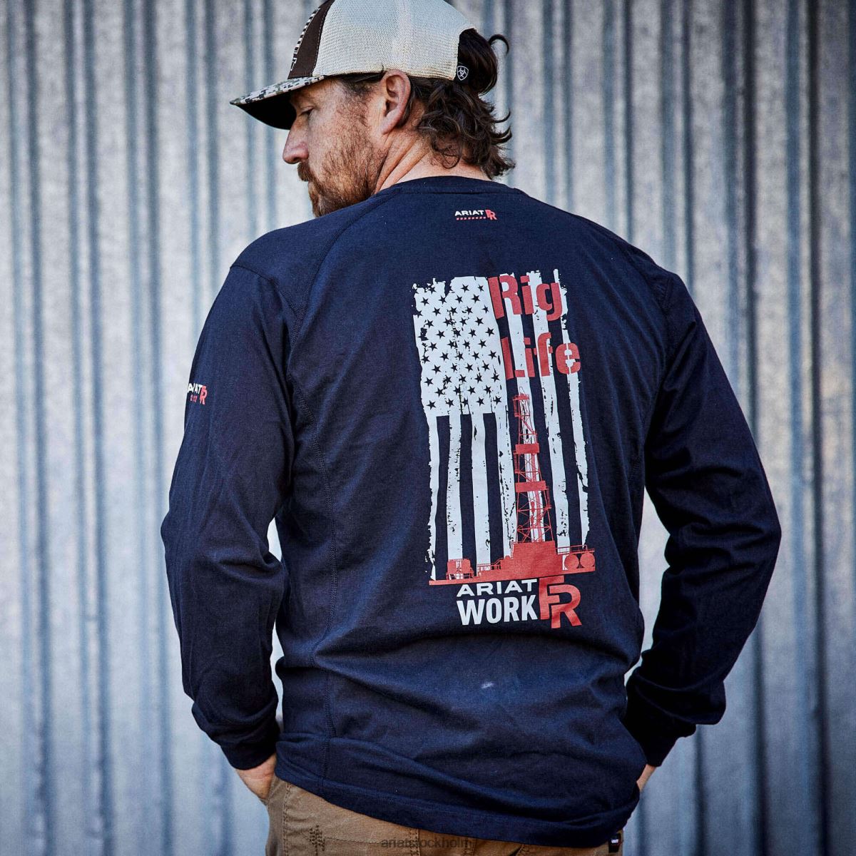 blast Ariat fr air rig life grafisk t-shirt svart män F0484812