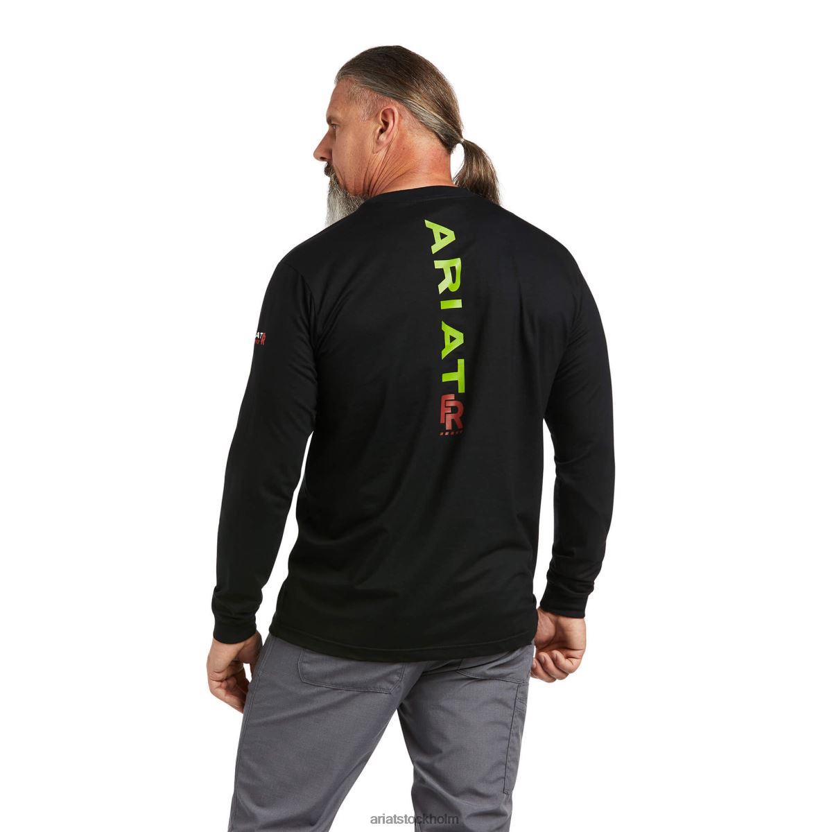 blast Ariat fr stretch logotyp t-shirt svart/lime män F0484783