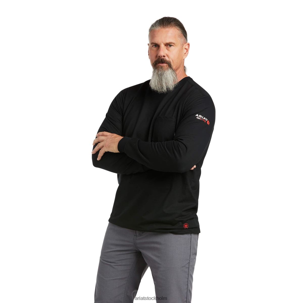 blast Ariat fr stretch logotyp t-shirt svart/lime män F0484783