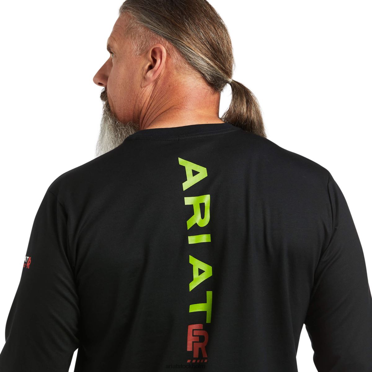blast Ariat fr stretch logotyp t-shirt svart/lime män F0484783