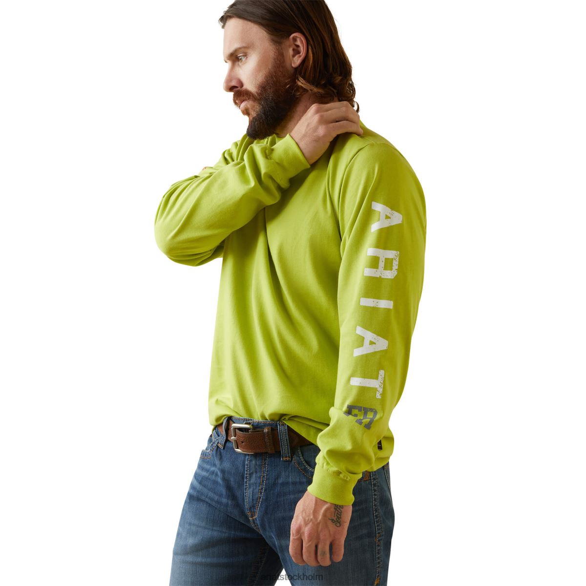 blast Ariat fr t-shirt med logotyp för skalle med grov hals ljus lime män F0484798