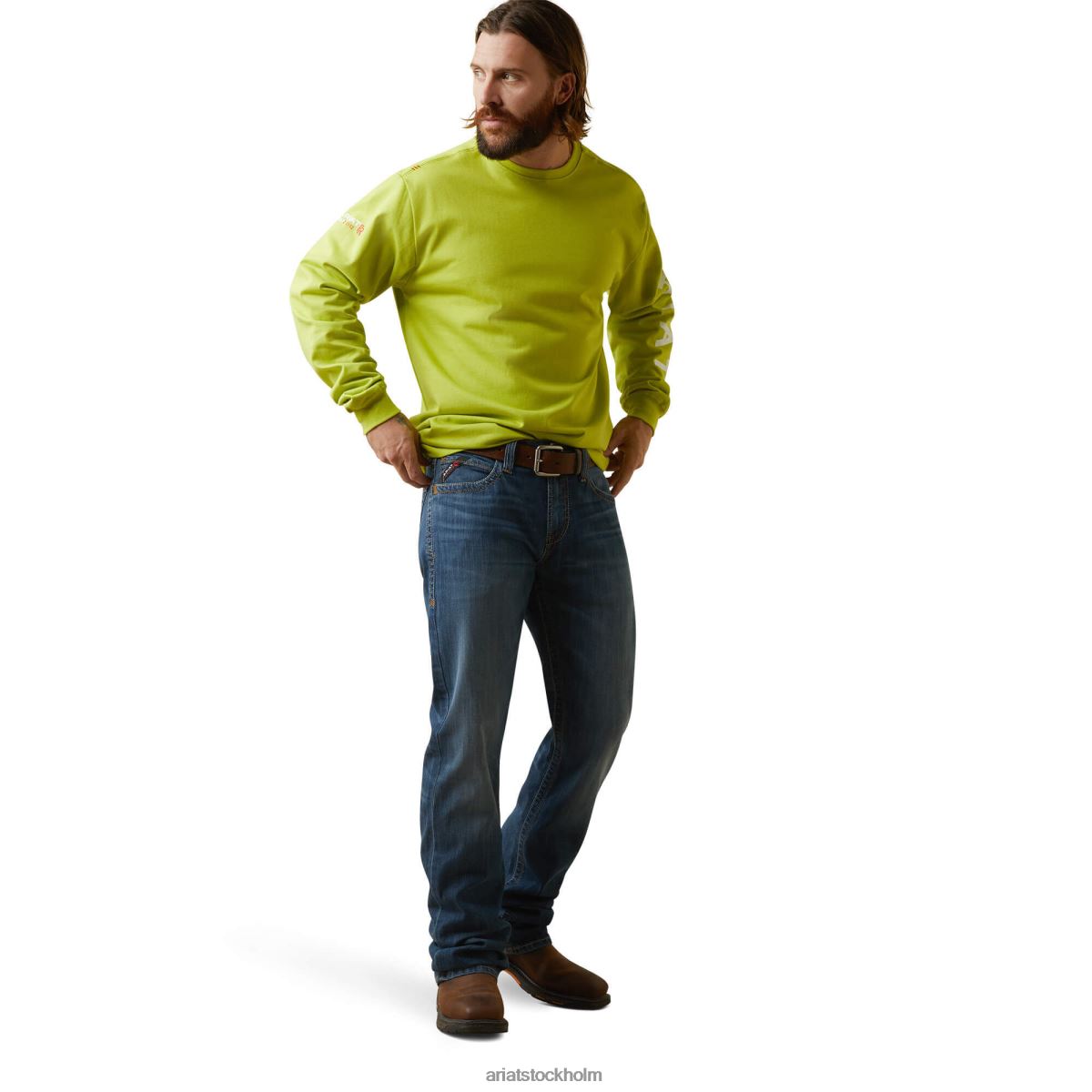 blast Ariat fr t-shirt med logotyp för skalle med grov hals ljus lime män F0484798