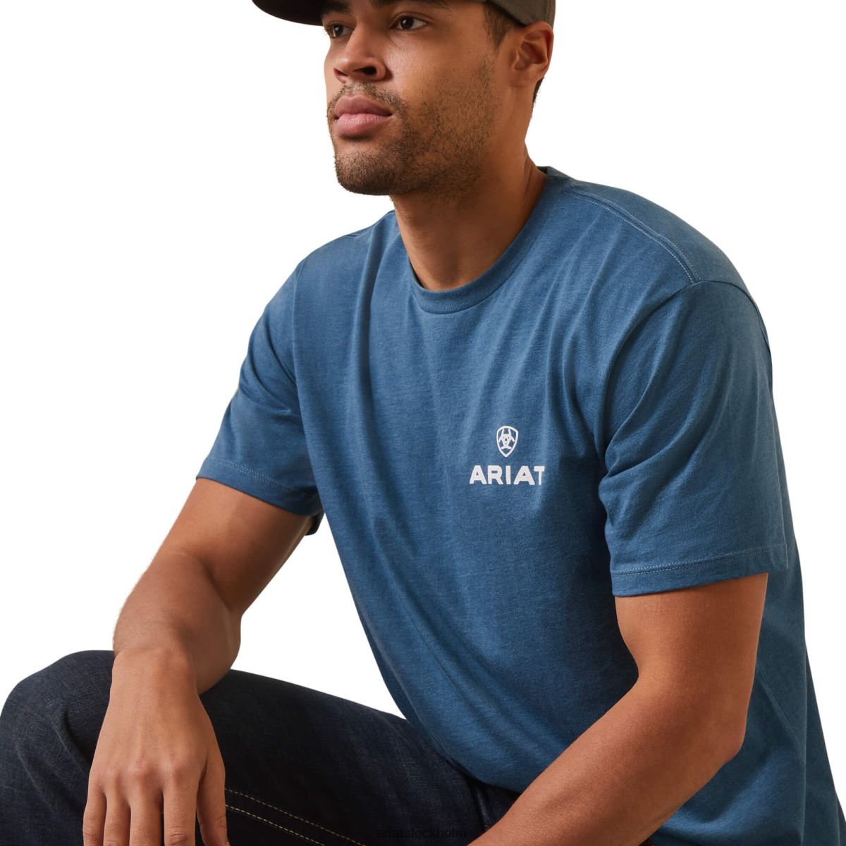 blast Ariat gratis t-shirtens land stålblå ljung män F0484839