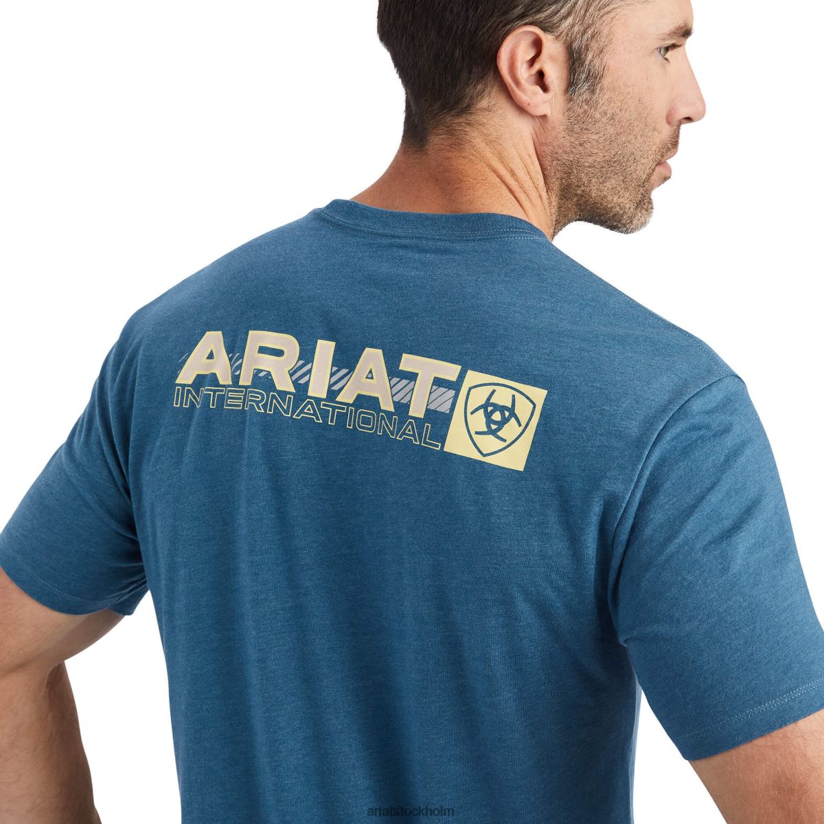blast Ariat linjär oktan t-shirt stålblå ljung män F0484605