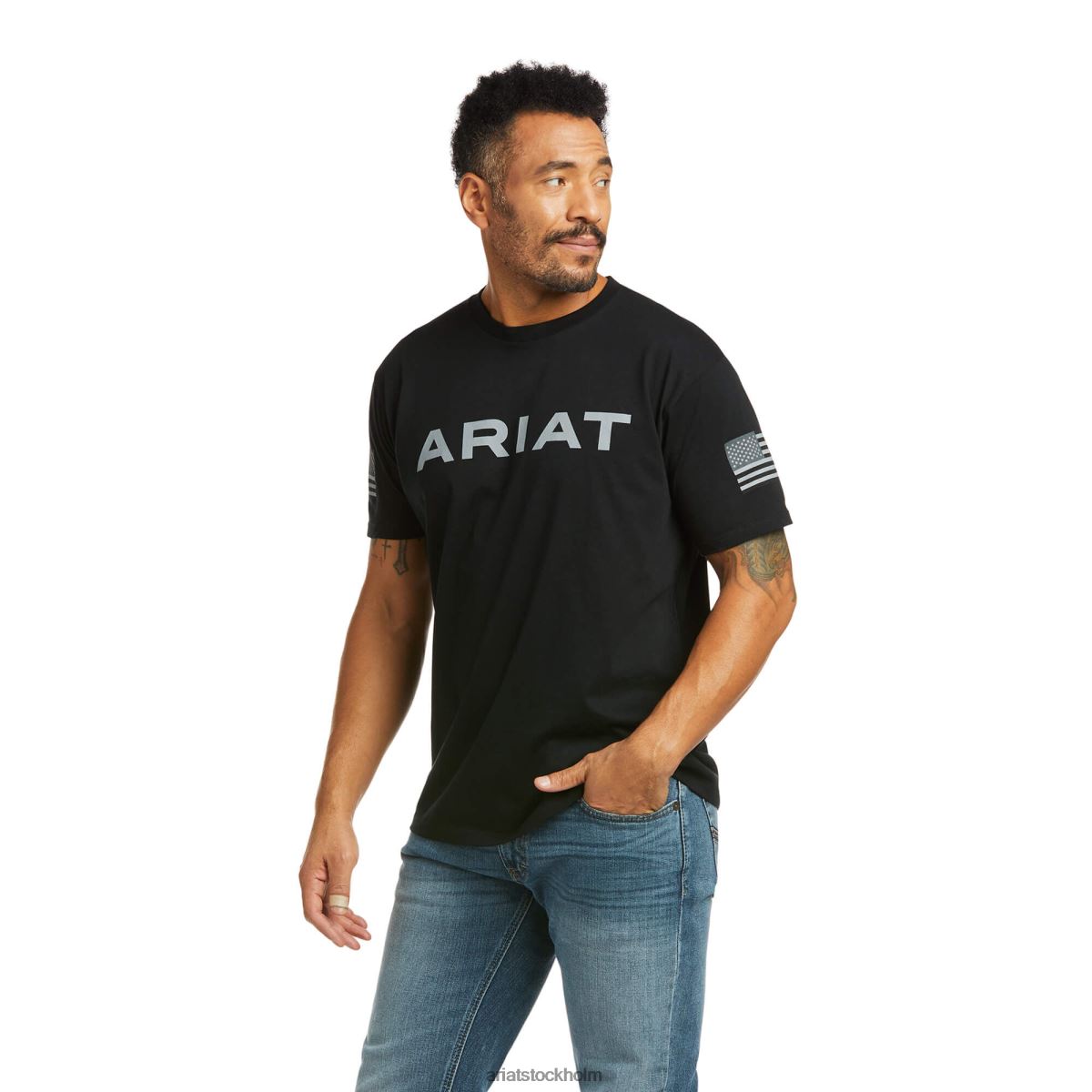 blast Ariat märkesvart patriot t-shirt svart män F0484845