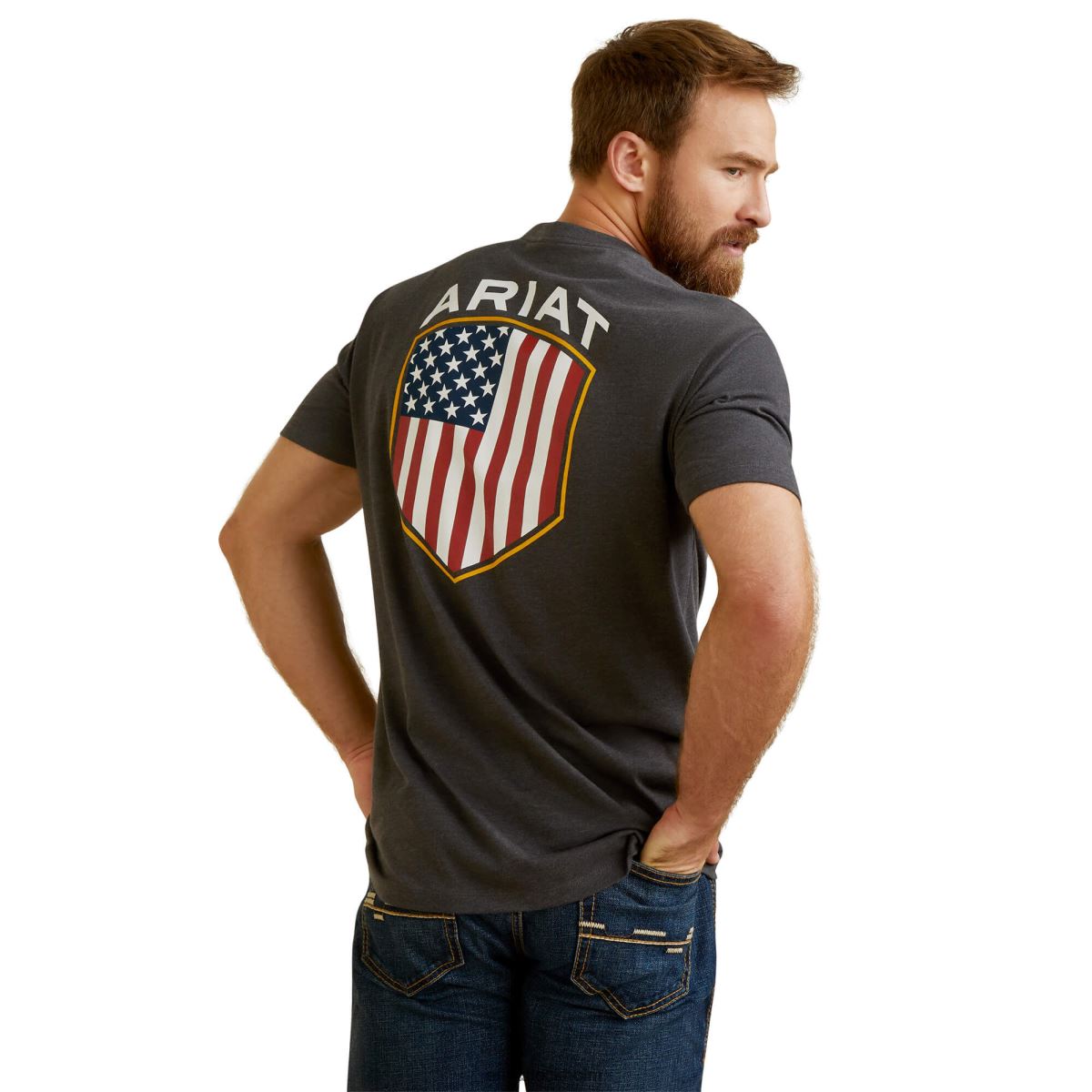 blast Ariat patriot badge t-shirt kolljung män F0484927