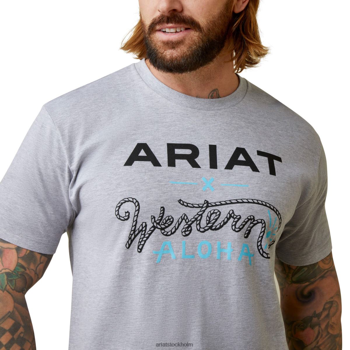 blast Ariat roper western aloha t-shirt gråmelerad män F0484930