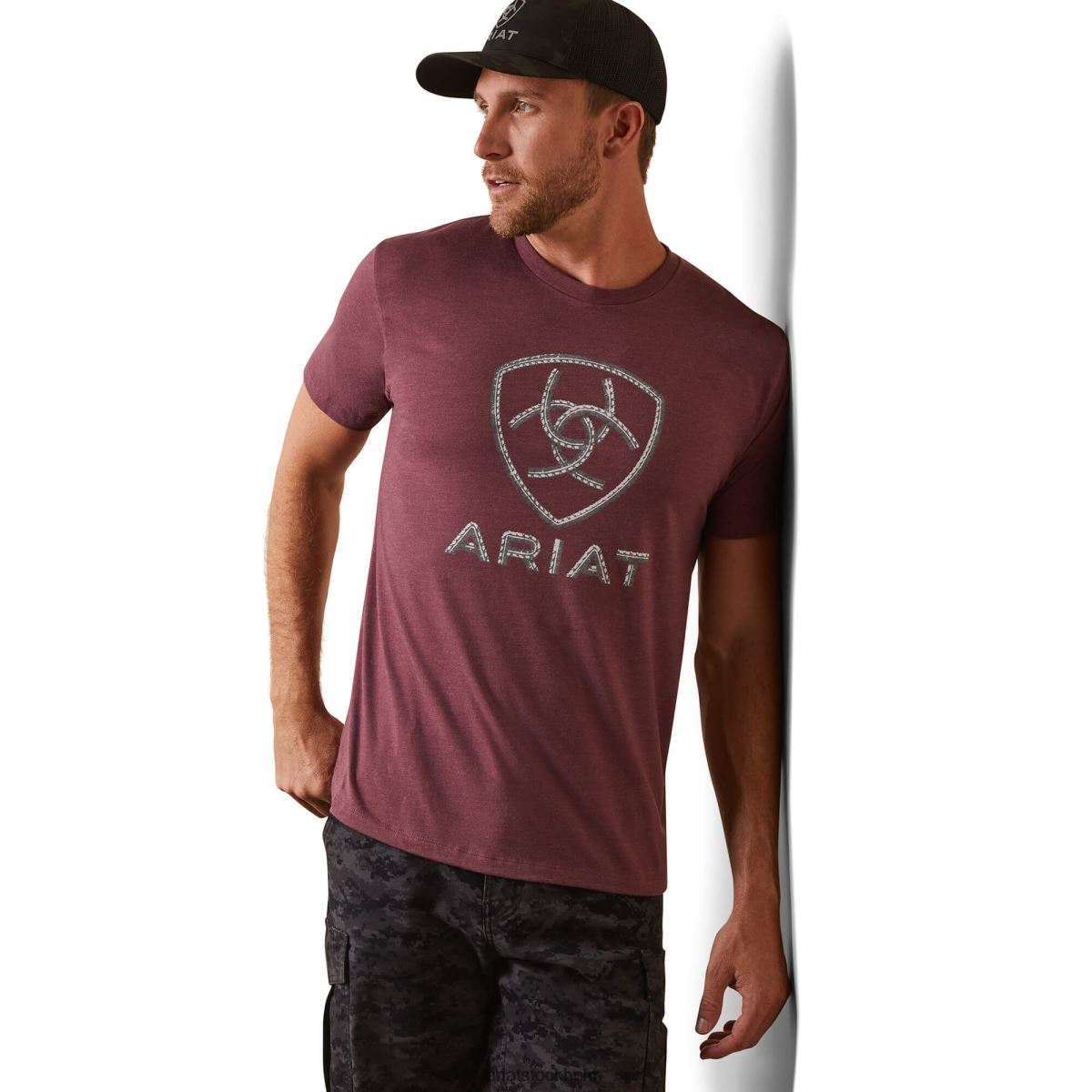 blast Ariat stål bar logo t-shirt vinröd ljung män F0484702